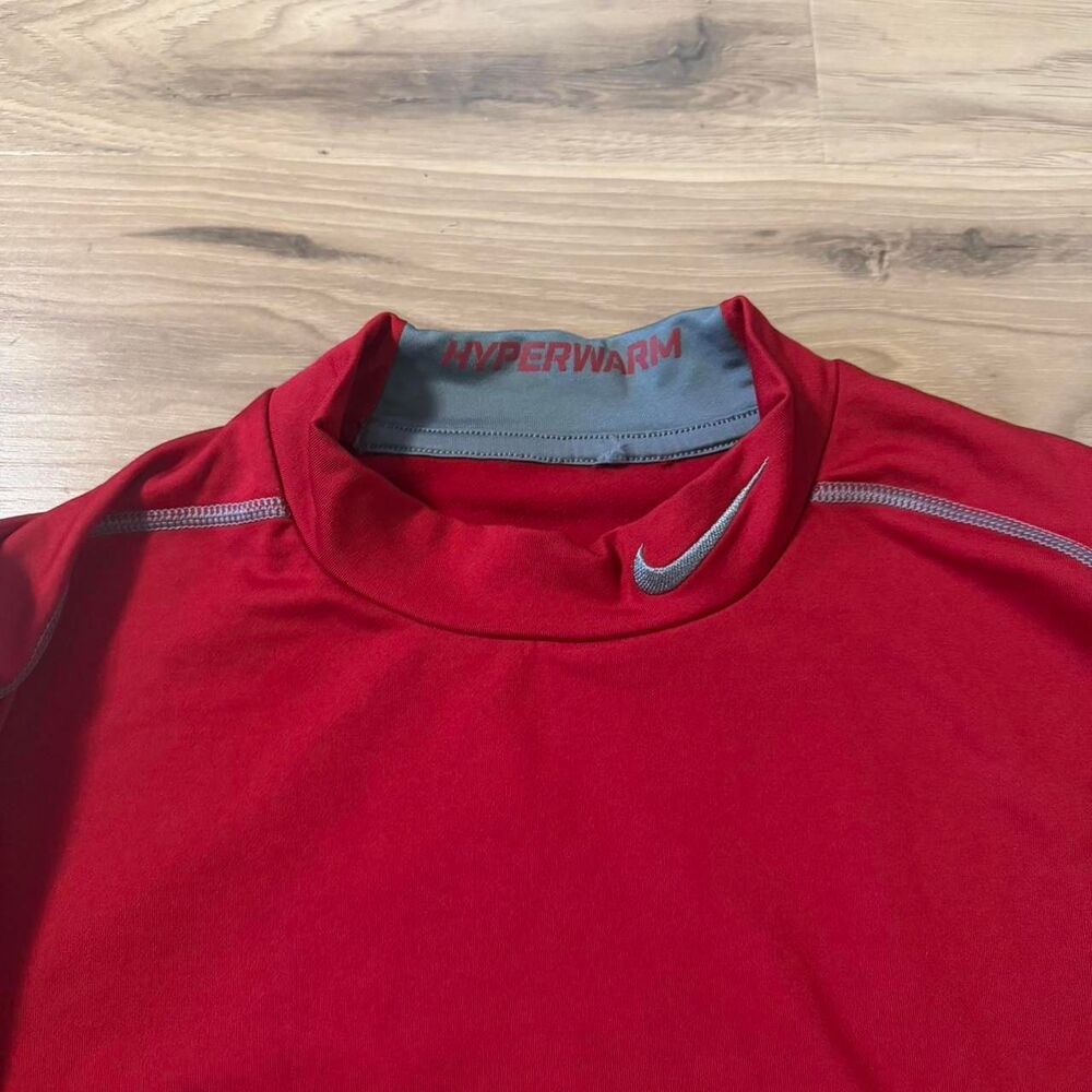 Nike Pro Combat Hyperwarm Red Long Sleeve Mock Neck Compression Top Size Large